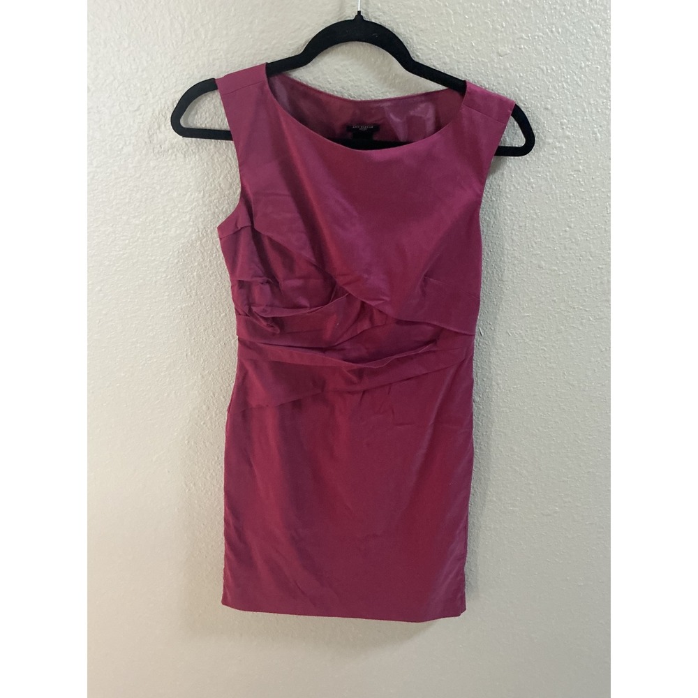 Ann Taylor Petite Magenta Pink Pleated Ruched Sheath Cocktail Dress 0P